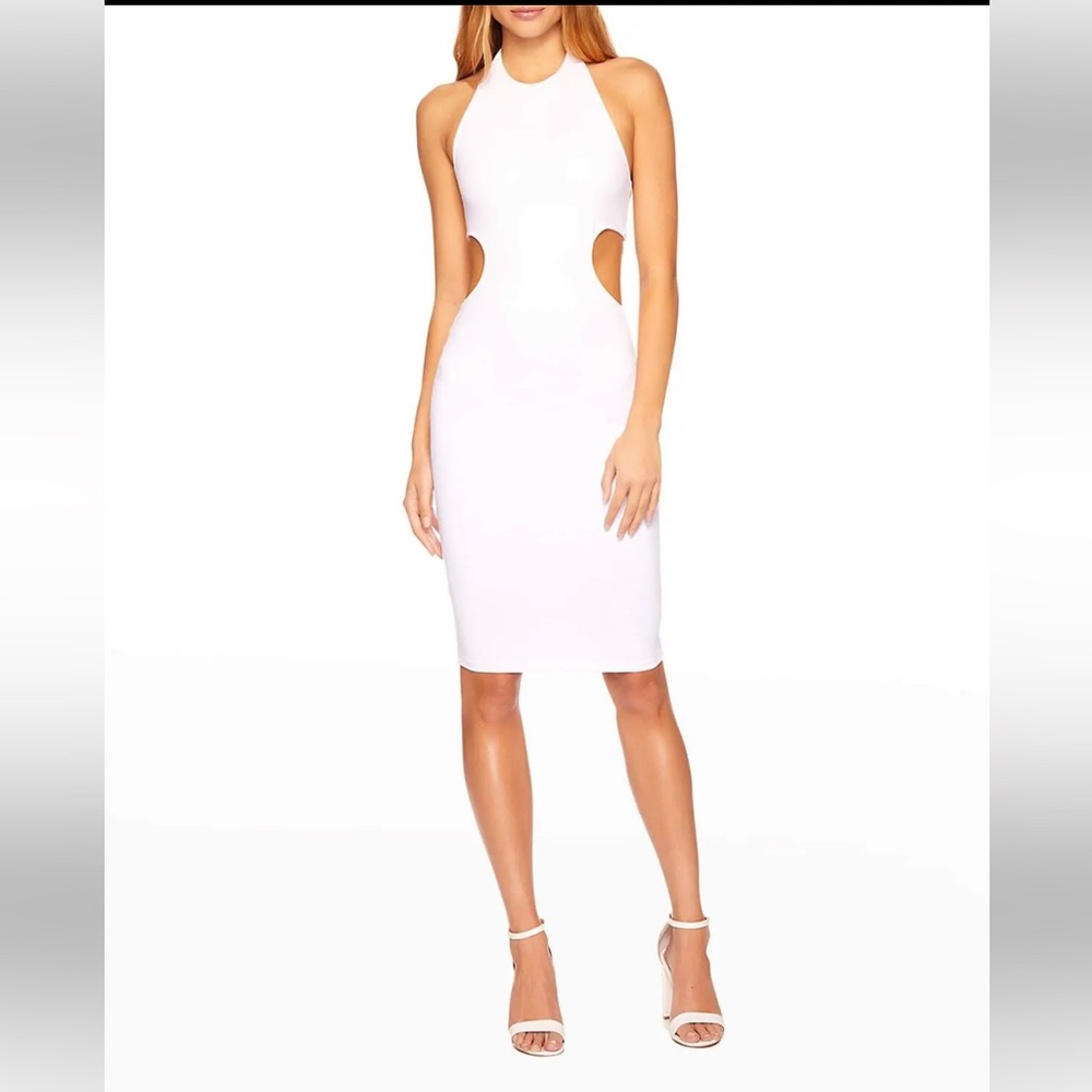 Susana Monaco High Halter Strap-Back Cocktail Dress in Sugar